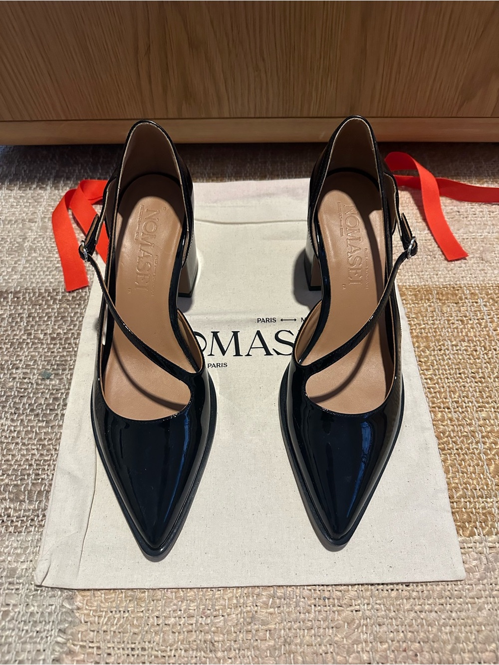 Nomasei The Office Black Patent Leather Pointed Toe Size 38